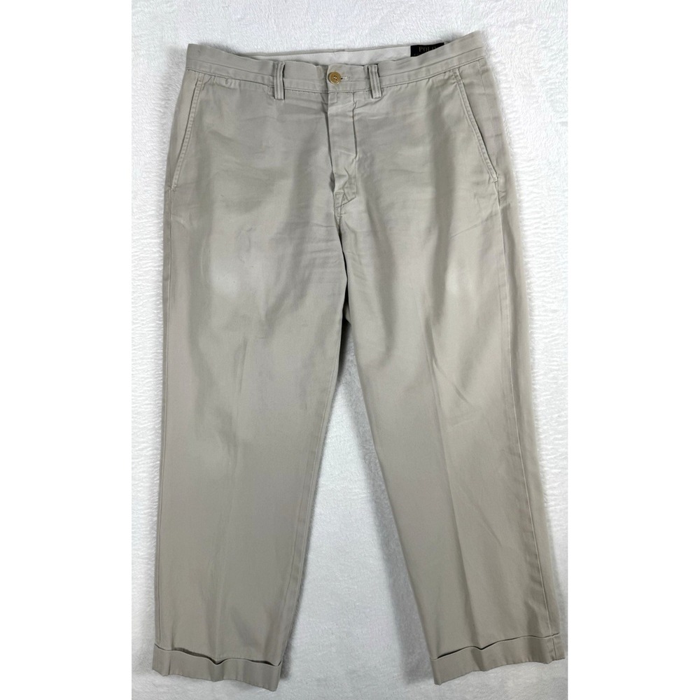 Polo Ralph Lauren Classic Fit Chino Pants Mens Beige 34x32 Fits 34x26 Blue Pony
